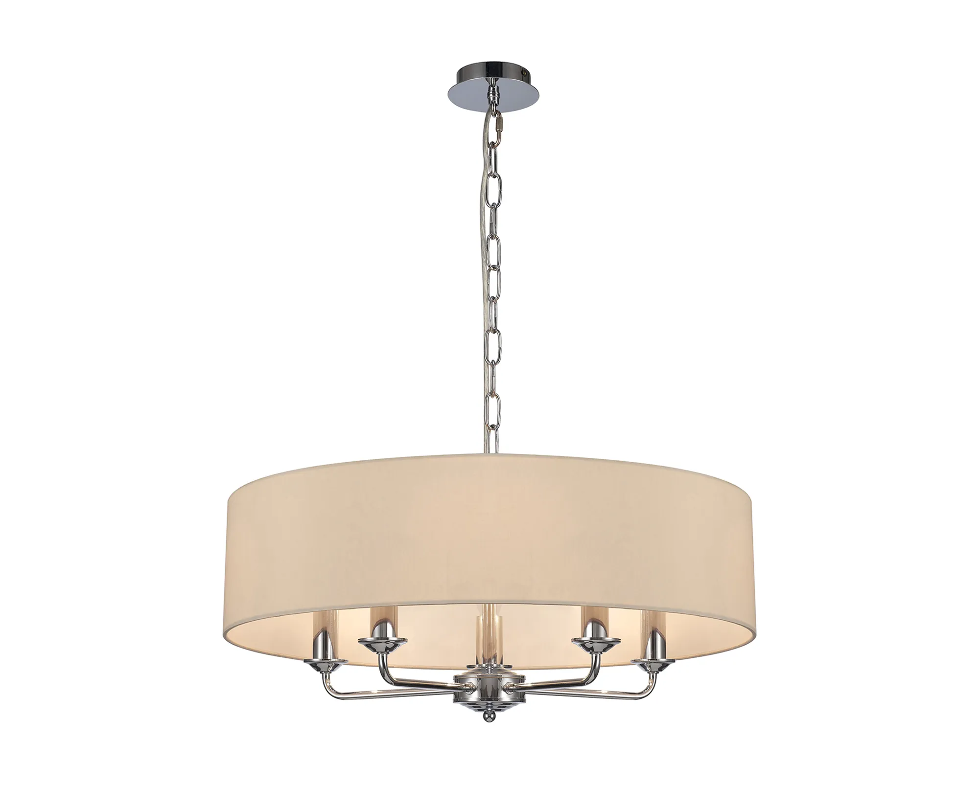 Banyan 60cm 5 Light Pendant Polished Chrome; Ivory Pearl